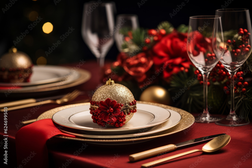 festive christmas dinner setting. Seasonal holiday dining background. festive christmas dinner setting. Seasonal holiday dining background.