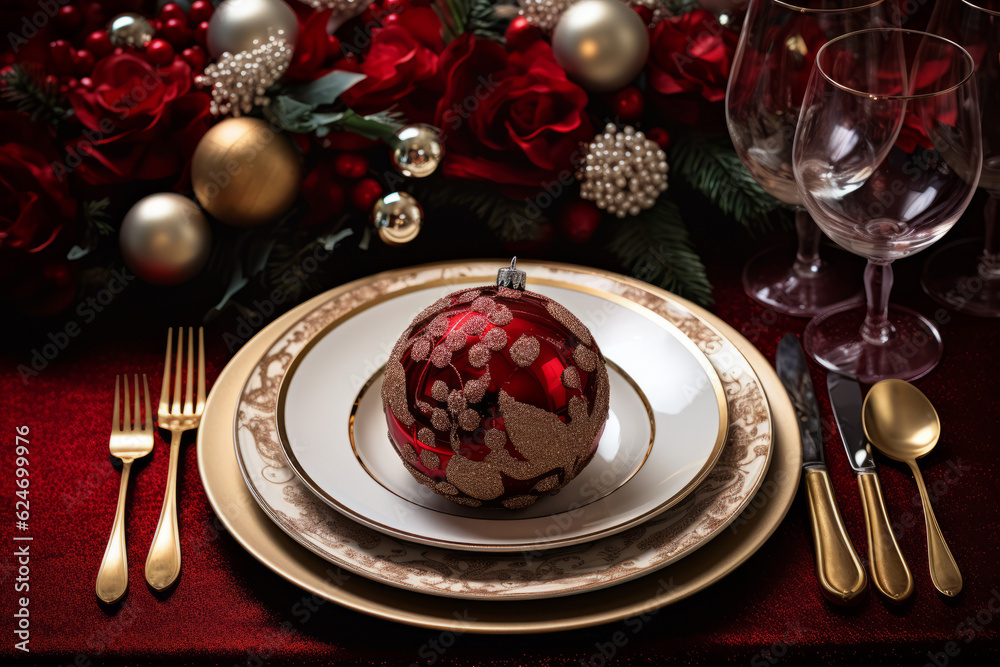 festive christmas dinner setting. Seasonal holiday dining background. festive christmas dinner setting. Seasonal holiday dining background.