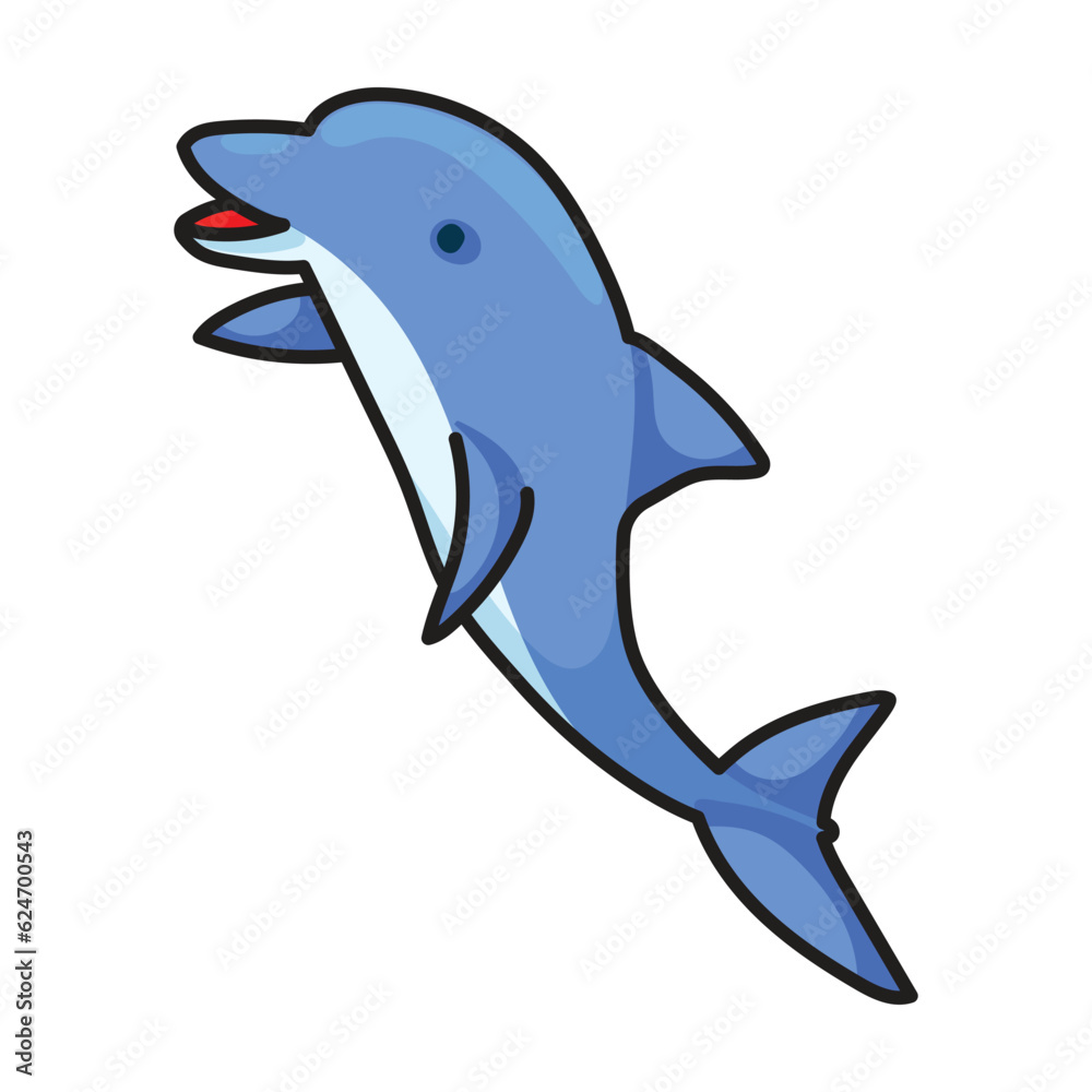 Fototapeta premium Blue dolphin vector icon.Color vector icon isolated on white background blue dolphin .