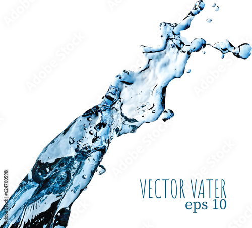 Abstract composition with beautiful blue splashing water on white background