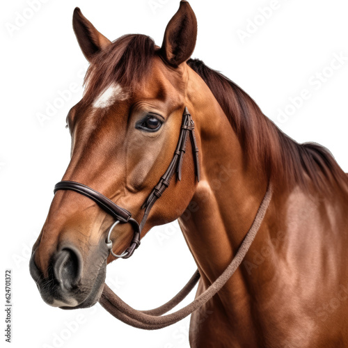 Horse face shot isolated on transparent background cutout © Roman