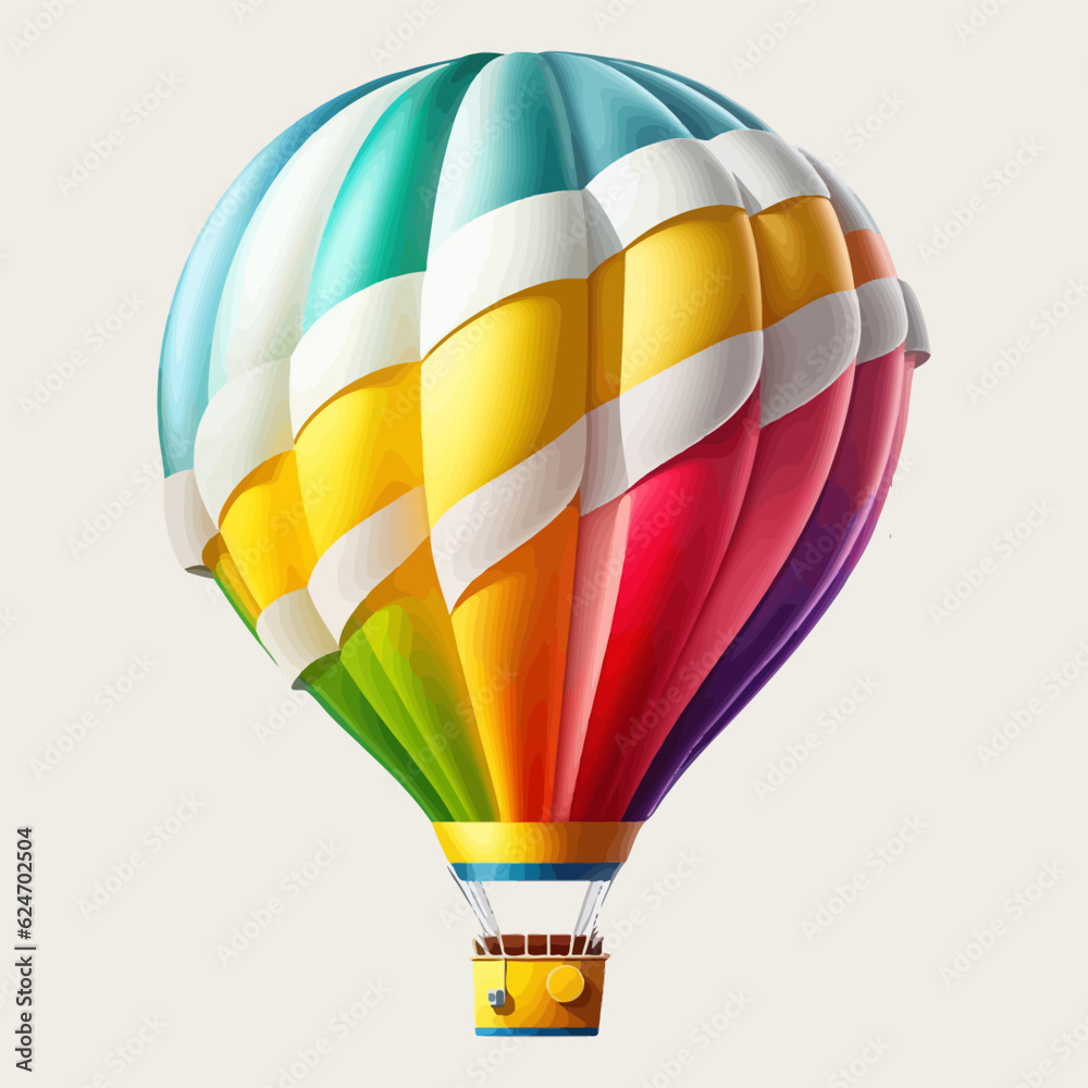 Fototapeta premium Multicolored hot air balloon on a white background. Balloon
