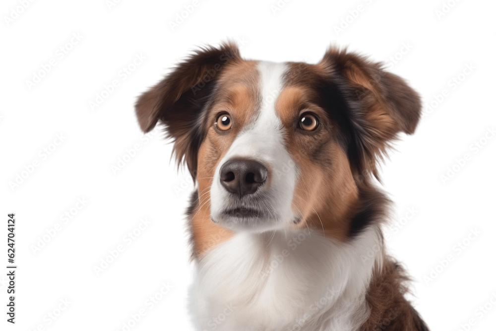 A Brown and White Dog with Piercing Blue Eyes Isolated on Transparent Background. Generative AI