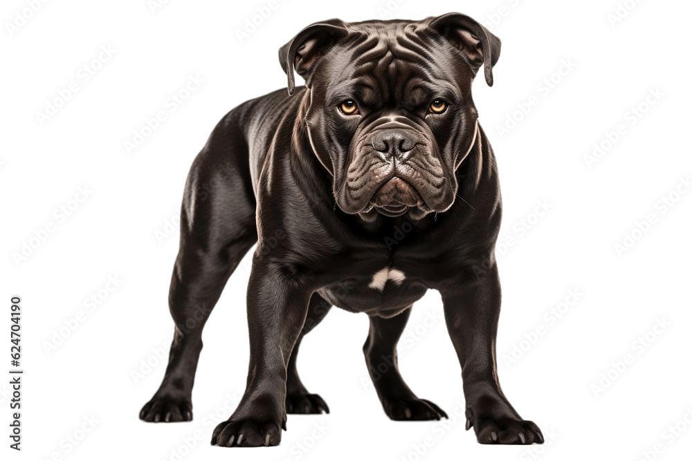 An American Bully Dog Isolated on a Transparent Background. Generative AI