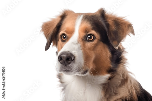 A Brown and White Dog with Piercing Blue Eyes Isolated on Transparent Background. Generative AI