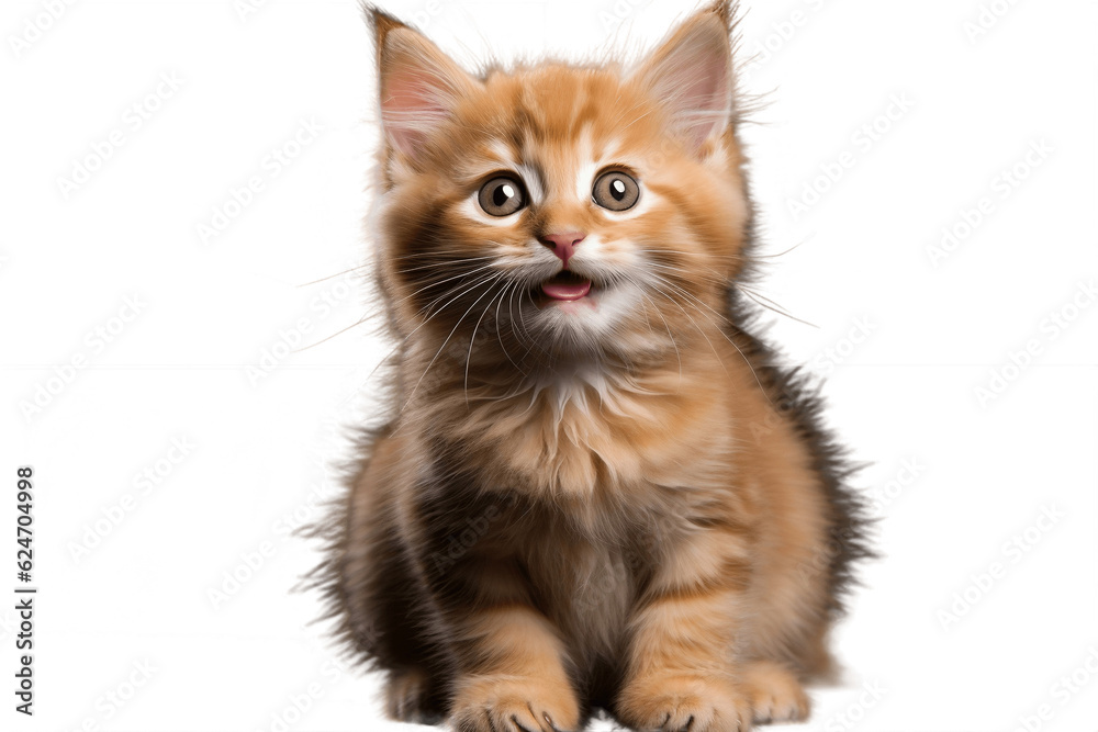 Isolated Happy Cat Smiling on a Transparent Background. Generative AI