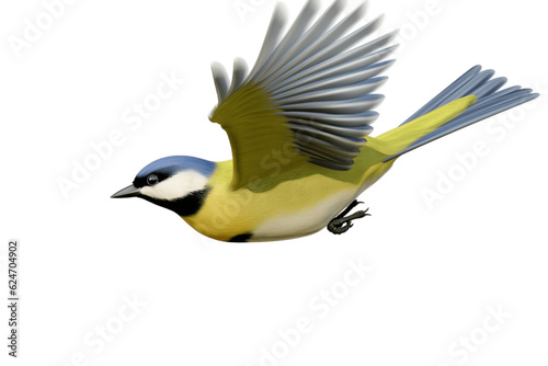Isolated Flying Common Great Tit Bird on Transparent Background. Generative AI © Haider