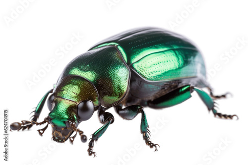 Transparent Background Image of a Green June Beetle Bug Insect Grub Coleopteran and Flying Invertebrate. Generative AI