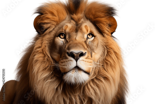 Isolated Lion Standing on a Transparent Background. Generative AI