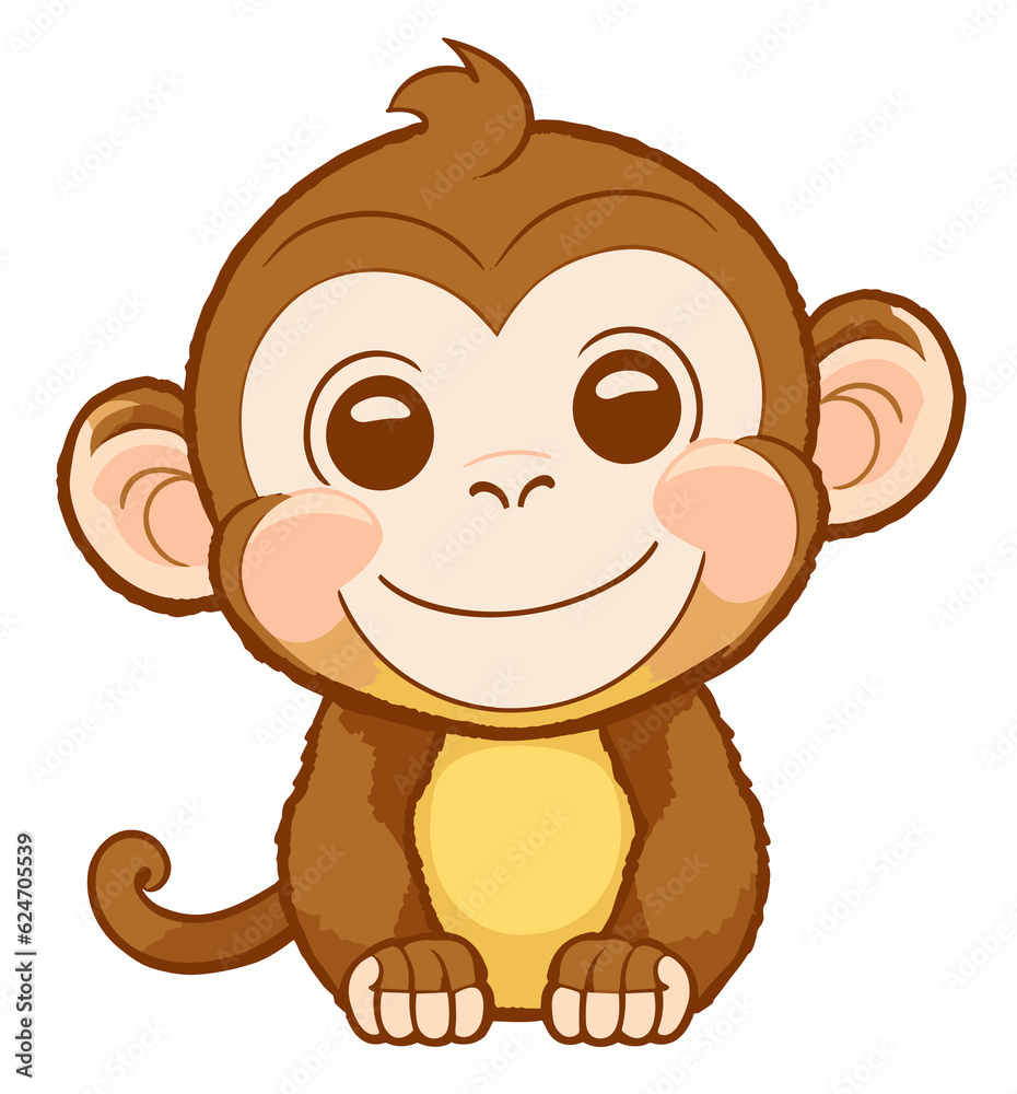 Cute smiling Monkey, illustration with transparent background (Generative AI) Cute smiling Monkey, illustration with transparent background (Generative AI)