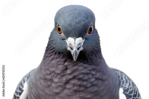 Isolated Pigeon Face Shot on a Transparent Background. Generative AI