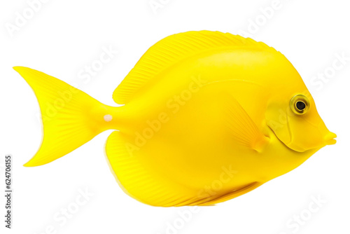 Isolated Yellow Tang Fish on Transparent Background. Generative AI