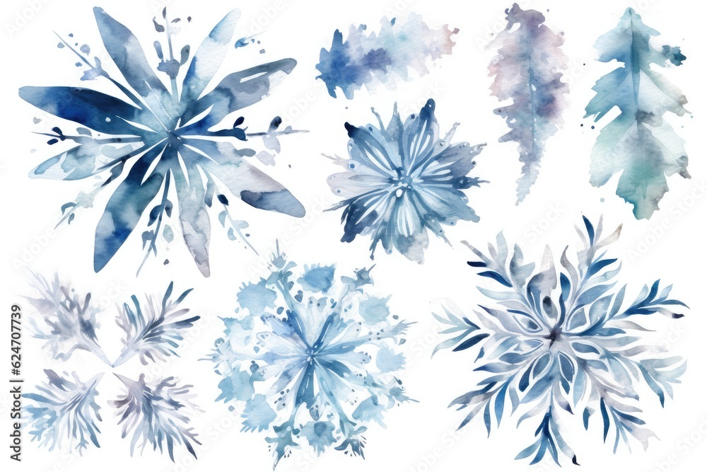Background from different watercolor snowflakes. Background from different watercolor snowflakes.