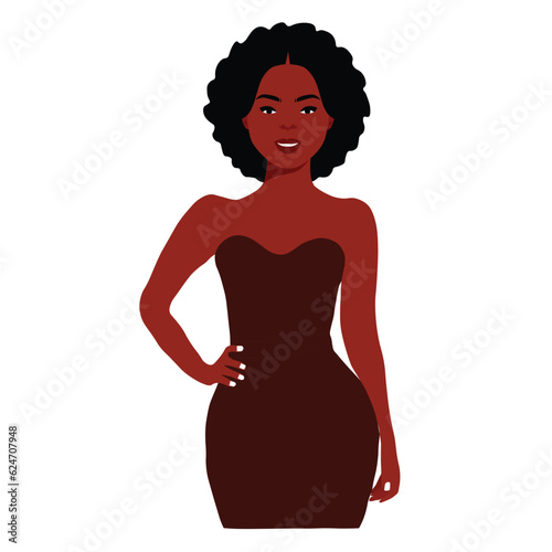 Afro black woman in elegant art style vector