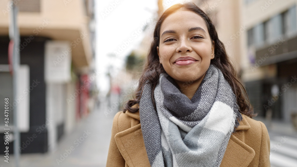 Young beautiful hispanic woman smiling confident at street Young beautiful hispanic woman smiling confident at street