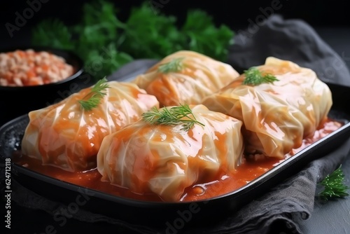 Stuffed cabbage rolls cooked. Generate Ai