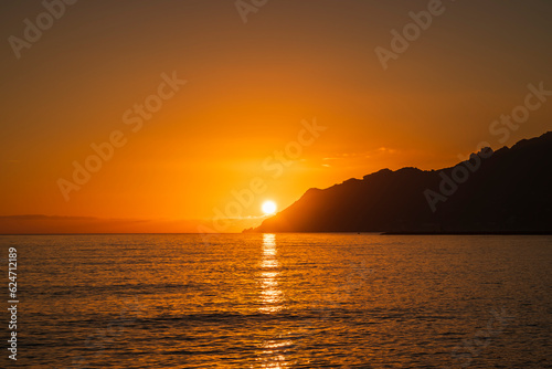 Sky ablaze with the fire of the setting sun along Amalfi Coast