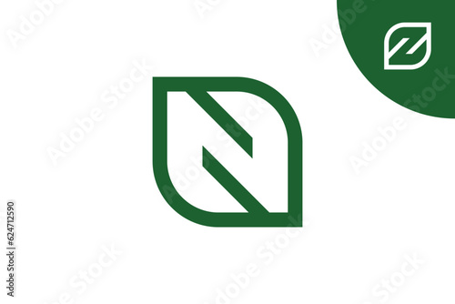 Letter N nature logo design vector