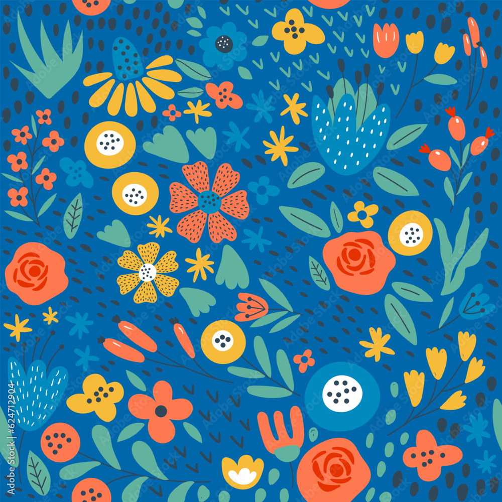 Naklejka premium Seamless flowers pattern. Vector illustrations