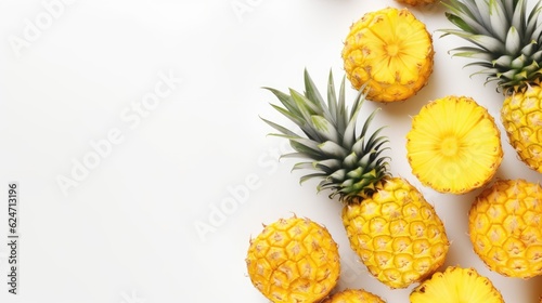 pineapples with white background top view Created With Generative AI Technology  