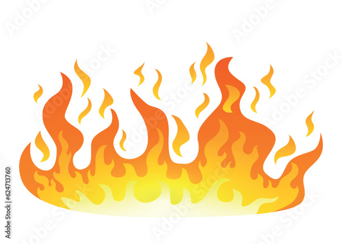 Big fire flame in cartoon style, isolated on white background. vector illustration in flat cartoon style