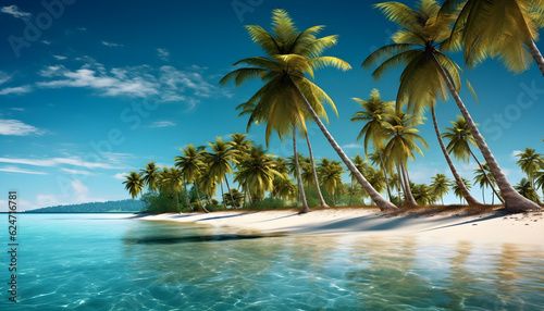 beach with palm trees - Created With Generative AI