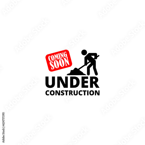 Under construction coming soon icon isolated on white background