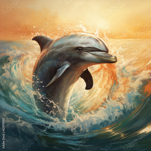 dolphin portrait detail of eye while looking at you from ocean Generative AI technology