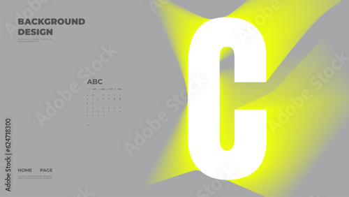 Abstract web page, homepage, landing page concept. Strict and discreet background. Neon type and 3D shapes.