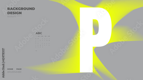 Abstract web page, homepage, landing page concept. Strict and discreet background. Neon type and 3D shapes.