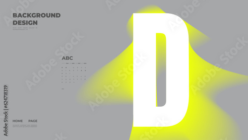 Abstract web page, homepage, landing page concept. Strict and discreet background. Neon type and 3D shapes.