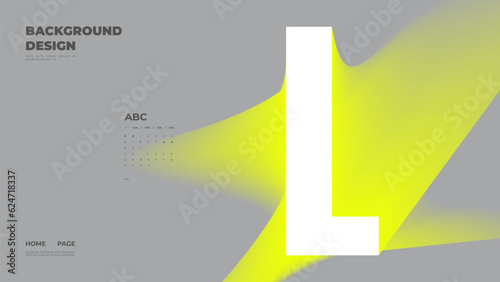 Abstract web page, homepage, landing page concept. Strict and discreet background. Neon type and 3D shapes.