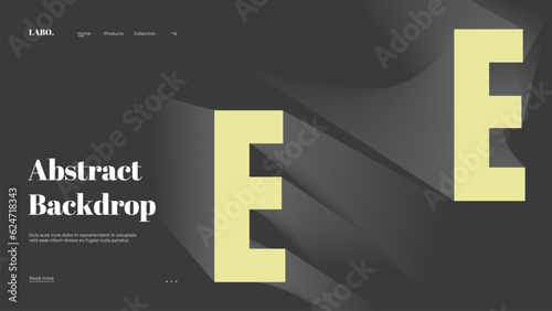 Abstract web page, homepage, landing page concept. Strict and discreet background. Type and 3D shapes.