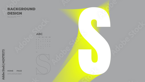 Abstract web page, homepage, landing page concept. Strict and discreet background. Neon type and 3D shapes.