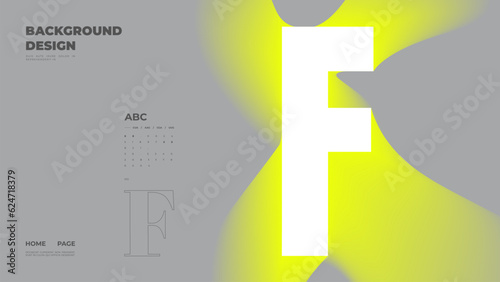 Abstract web page, homepage, landing page concept. Strict and discreet background. Neon type and 3D shapes.