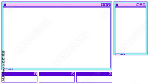 Kawaii computer dialog box stream overlay for VTuber vector template(16:9)