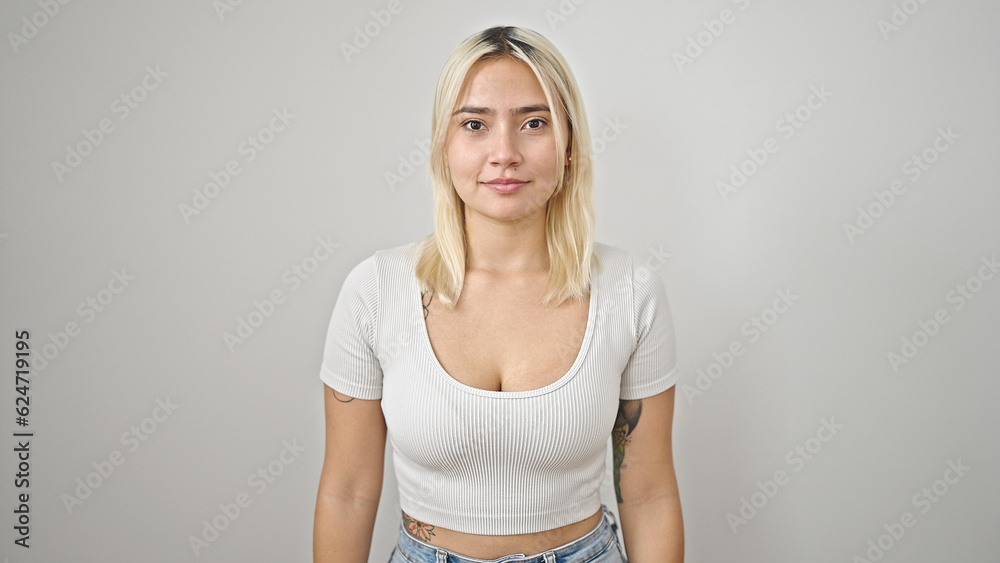 Young beautiful hispanic woman smiling confident standing over isolated white background Young beautiful hispanic woman smiling confident standing over isolated white background