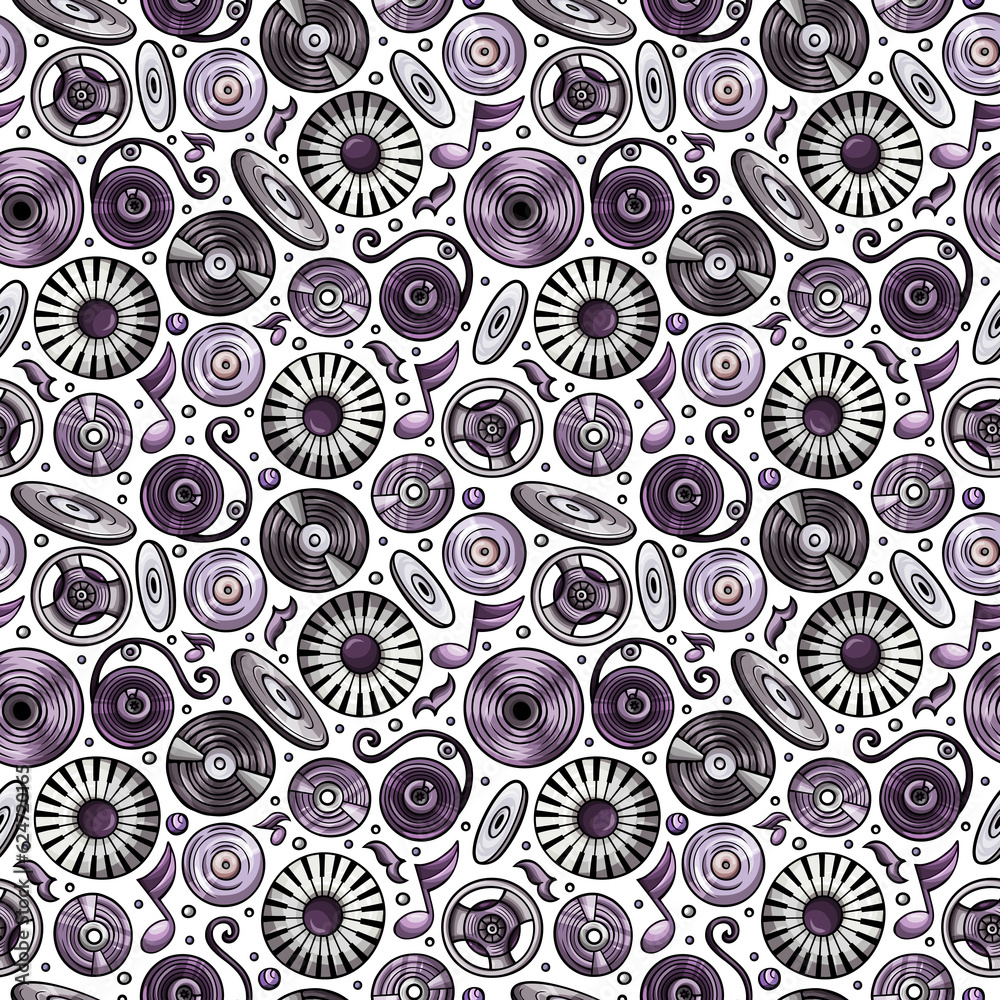 Fototapeta premium Disco Music cartoon seamless pattern