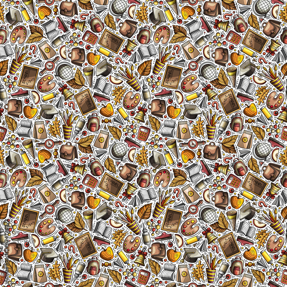 Fototapeta premium Back to School сartoon seamless pattern