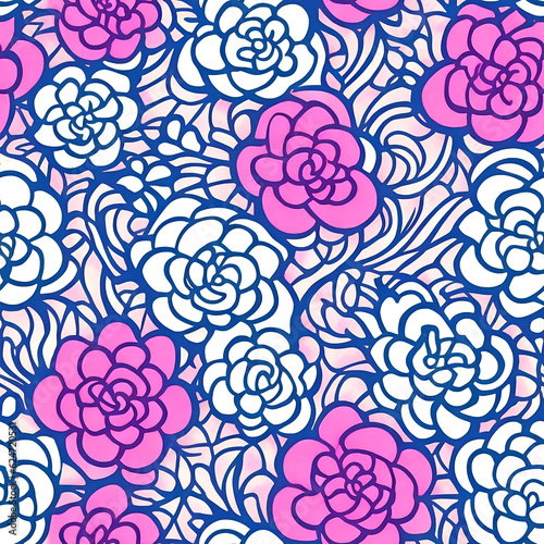 Flower blossom and leaf Delicate Petals and Intricate seamless pattern with vibrant western style background 