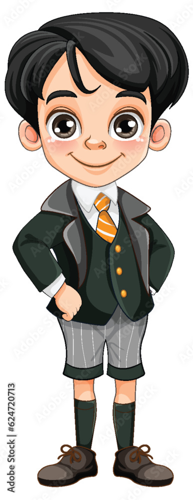 Cute Asian boy student in school uniform