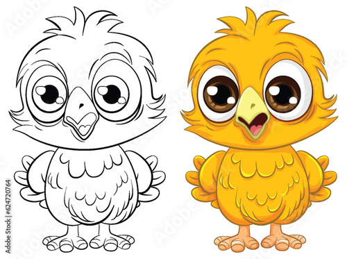 Cute owl chick cartoon isolated