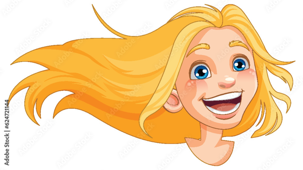 Cheerful Woman with Hair Spread Cheerful Woman with Hair Spread