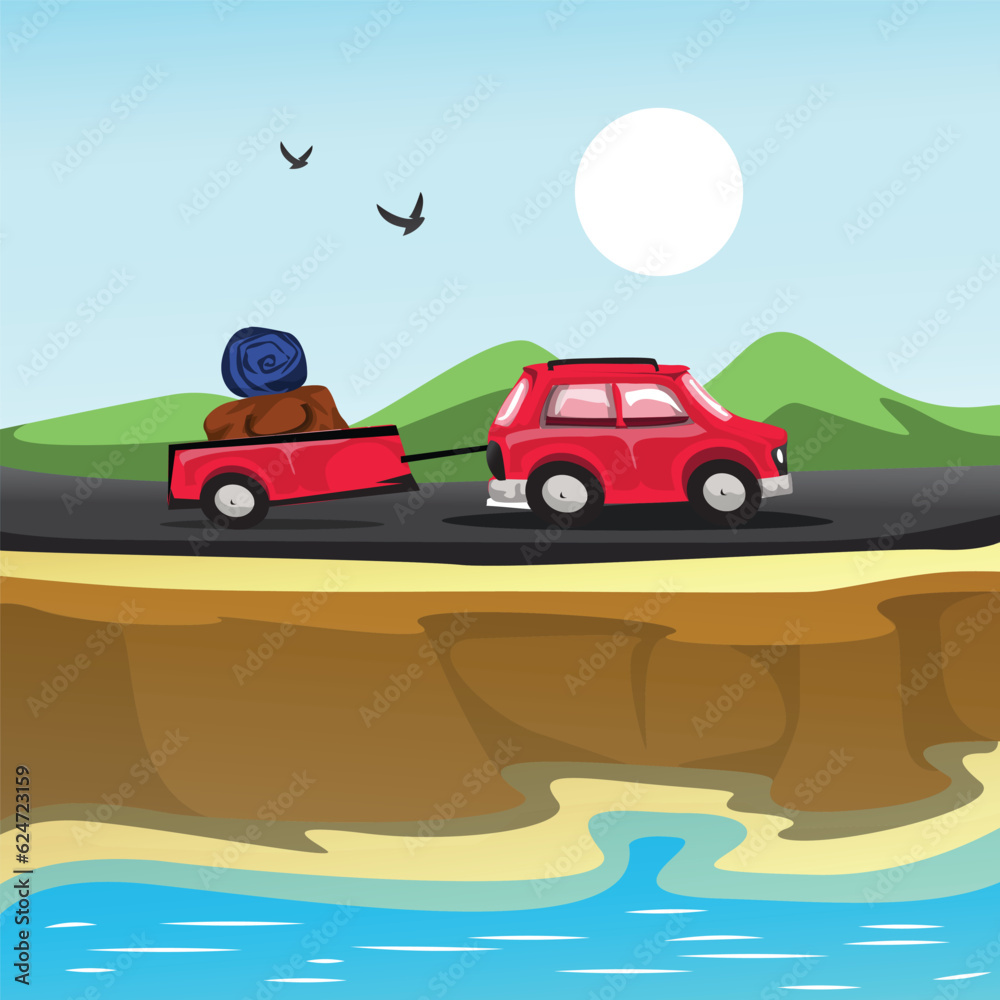 Road trip Drive vector art illustration