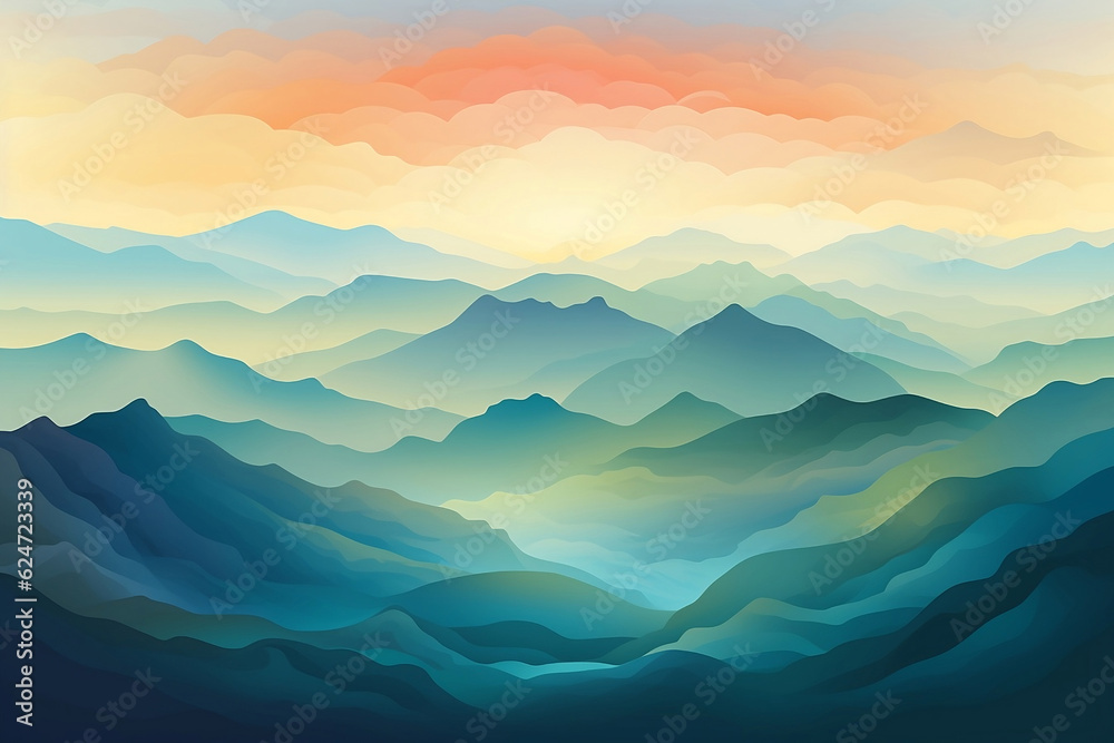 Abstract Landscape Desktop Wallpaper ,Gradient pastel color sunset autumn mountain wallpaper,