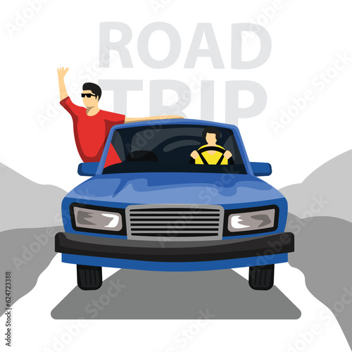 Road trip Drive vector art illustration