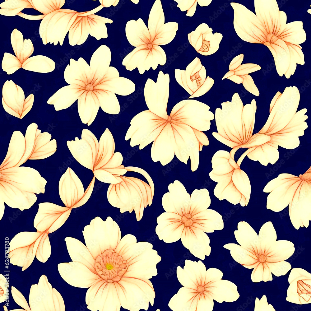 Flower blossom and leaf Delicate Petals and Intricate seamless pattern with vibrant western style background Flower blossom and leaf Delicate Petals and Intricate seamless pattern with vibrant western style background