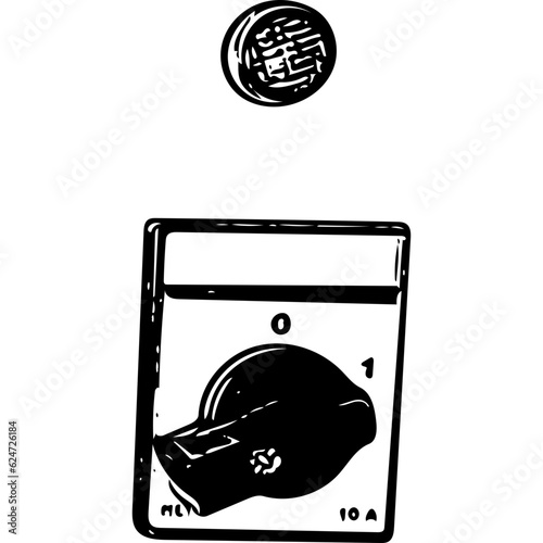 Electric power switch 0 and 1 with lamp vector image black and white