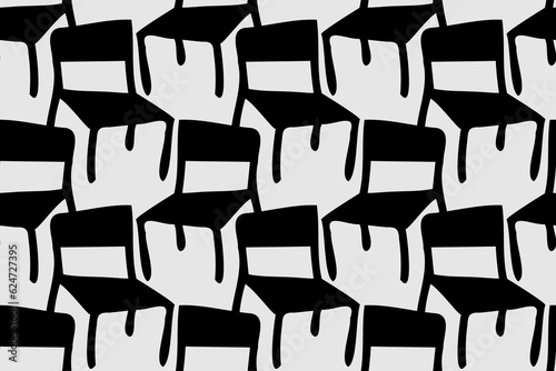 Black chair shapes and abstraction. Furniture. Trendy, stylish, fashionable, seamless vector pattern for design and decoration.