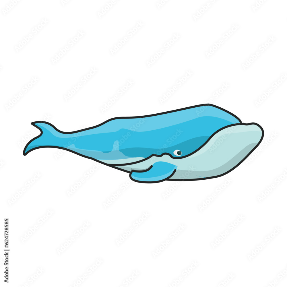 Whale right vector icon.Color vector icon isolated on white background whale right.